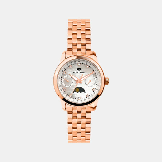 Women Quartz Mother Of Pearl Dial Analog Stainless Steel Watch 4511M-M3301
