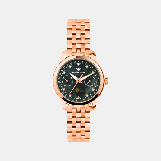 Women Quartz Green Dial Analog Stainless Steel Watch 4511M-M3314