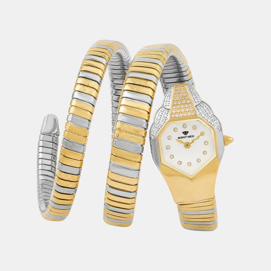 Women Quartz White Dial Analog Stainless Steel Watch 4514B-M1201