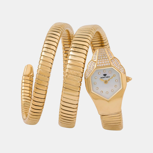 Women Quartz Mother Of Pearl Dial Analog Stainless Steel Watch 4514B-M3307