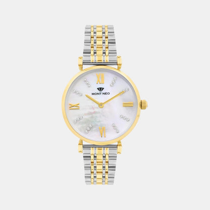 Women Quartz White Dial Analog Stainless Steel Watch 4515B-M1201