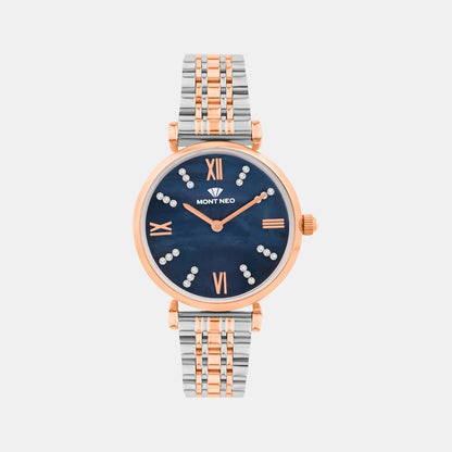 Women Quartz Blue Dial Analog Stainless Steel Watch 4515B-M1305