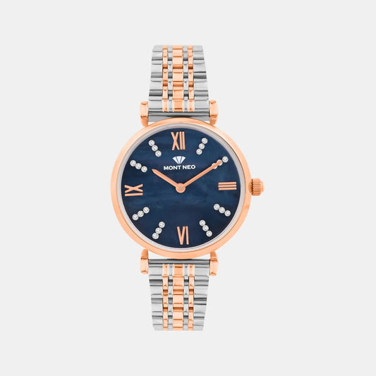 Women Quartz Blue Dial Analog Stainless Steel Watch 4515B-M1305