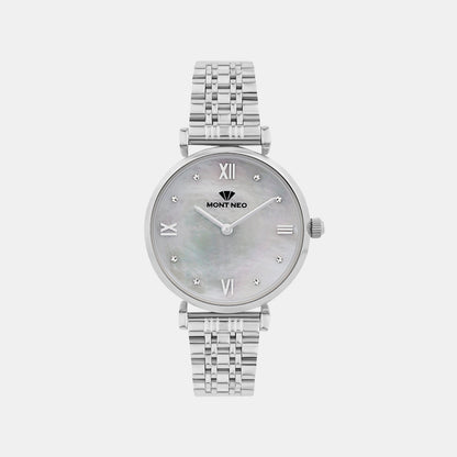 Women Quartz Silver Dial Analog Stainless Steel Watch 4516B-M1101