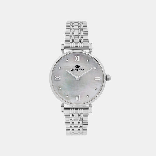 Women Quartz Silver Dial Analog Stainless Steel Watch 4516B-M1101