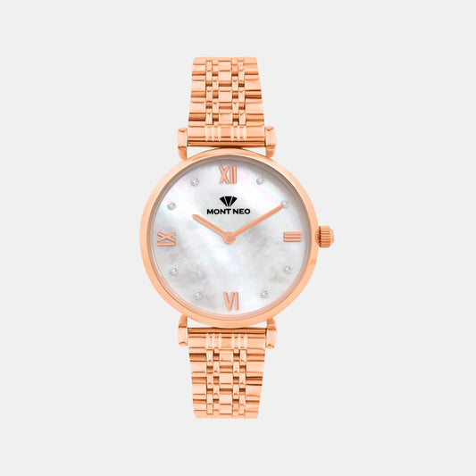 Women Quartz White Dial Analog Stainless Steel Watch 4516B-M3301