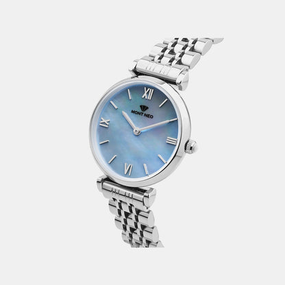 Women Quartz Blue Dial Analog Stainless Steel Watch 4517B-M1120