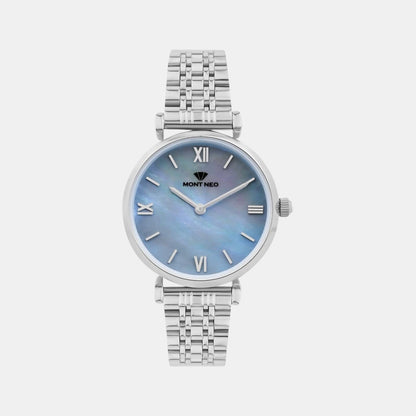 Women Quartz Blue Dial Analog Stainless Steel Watch 4517B-M1120