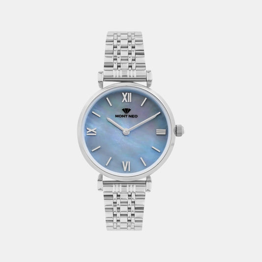 Women Quartz Blue Dial Analog Stainless Steel Watch 4517B-M1120