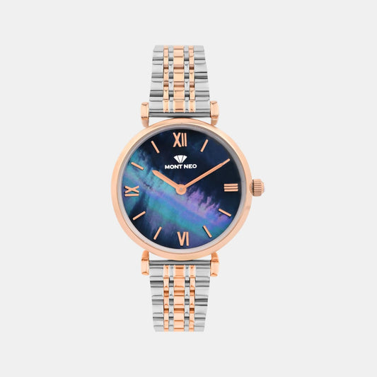 Women Quartz Blue Dial Analog Stainless Steel Watch 4517B-M1305