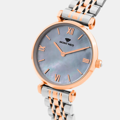 Women Quartz Mother Of Pearl Dial Analog Stainless Steel Watch 4517B-M1315