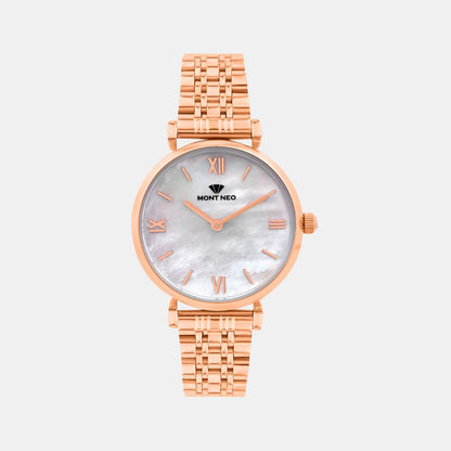 Women Quartz White Dial Analog Stainless Steel Watch 4517B-M3303
