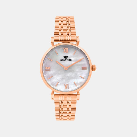 Women Quartz White Dial Analog Stainless Steel Watch 4517B-M3303