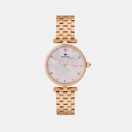 Women Quartz Silver Dial Analog Metal Watch 4518T-M3303