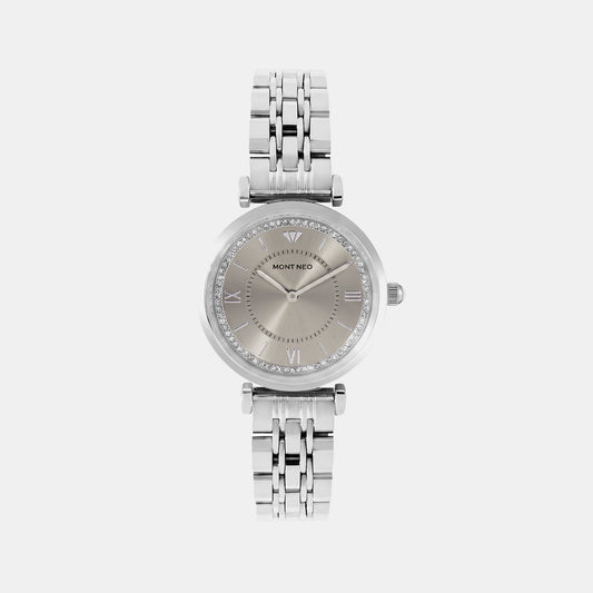 Regular Women Quartz Silver Dial Analog Stainless Steel Watch 4520B-M1103