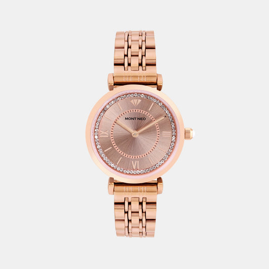 Regular Women Quartz Rose Gold Dial Analog Stainless Steel Watch 4520B-M3303