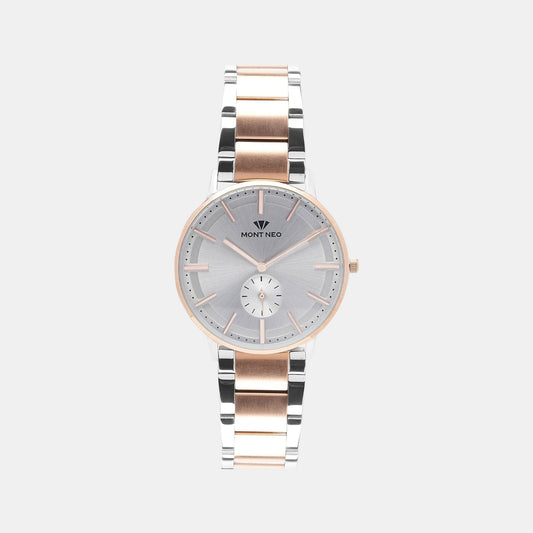 Men Quartz Silver Dial Analog Stainless Steel Watch 7009E-M1303