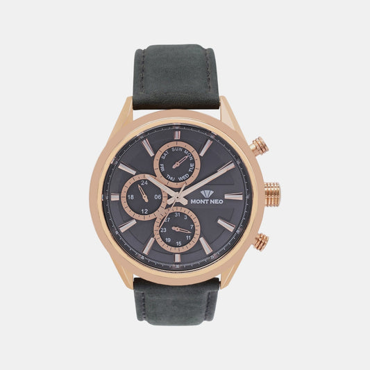 Men Quartz Blue Dial Chronograph Leather Watch 7010C-L3304