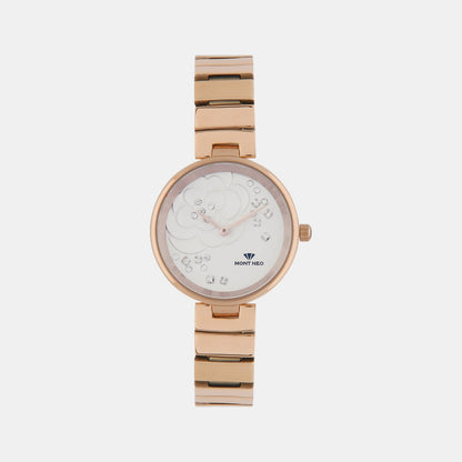 Women Quartz Silver Dial Analog Stainless Steel Watch 7504B-M3303