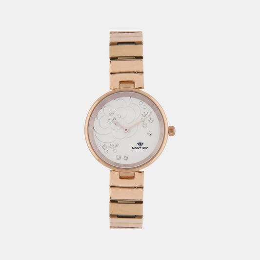 Women Quartz Silver Dial Analog Stainless Steel Watch 7504B-M3303