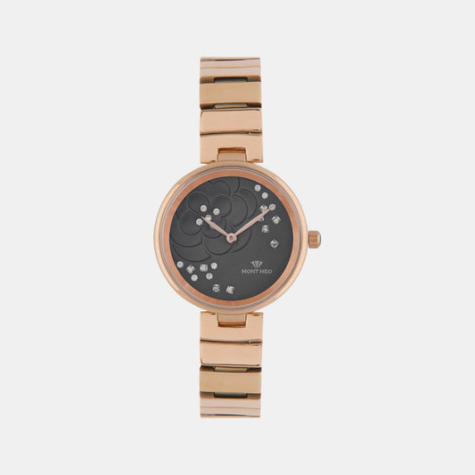 Women Quartz Grey Dial Analog Stainless Steel Watch 7504B-M3316