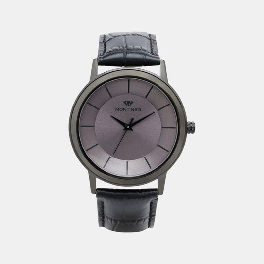 Men Quartz Silver Dial Analog Leather Watch 8003T-L4416