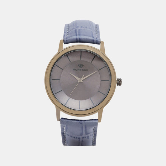 Men Quartz Grey Dial Analog Leather Watch 8003T-L8815