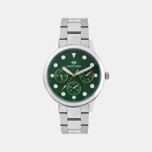 Men Quartz Green Dial Multi-Function Metal Watch 8006M-M1114
