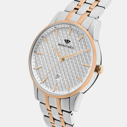 Men Quartz Silver Dial Analog Metal Watch 8501E-M1303