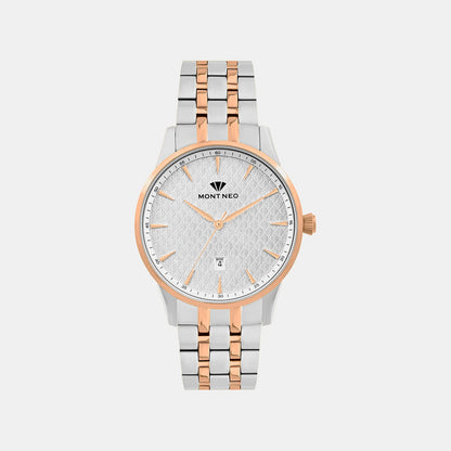 Men Quartz Silver Dial Analog Metal Watch 8501E-M1303