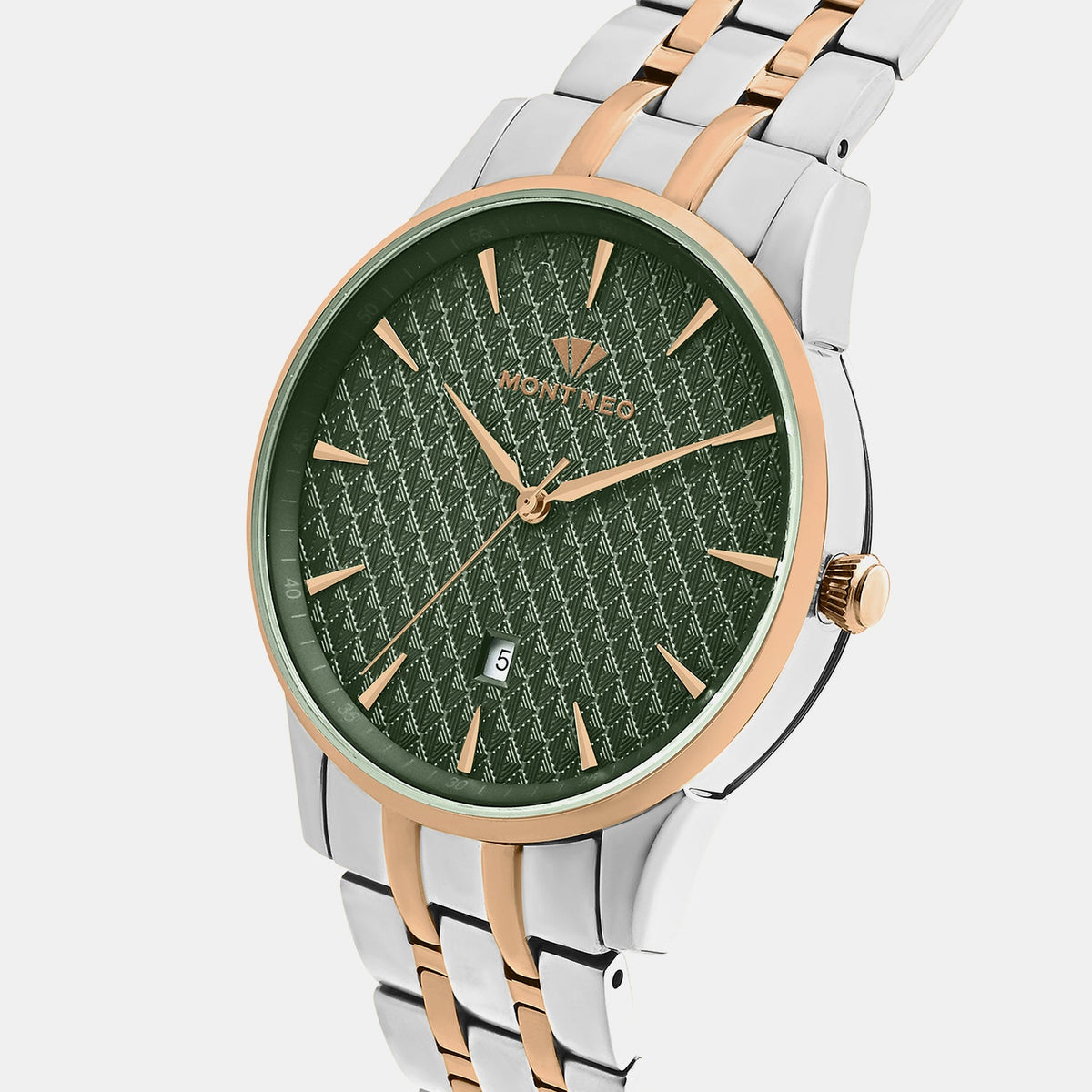 Men Quartz Green Dial Analog Metal Watch 8501E-M1314