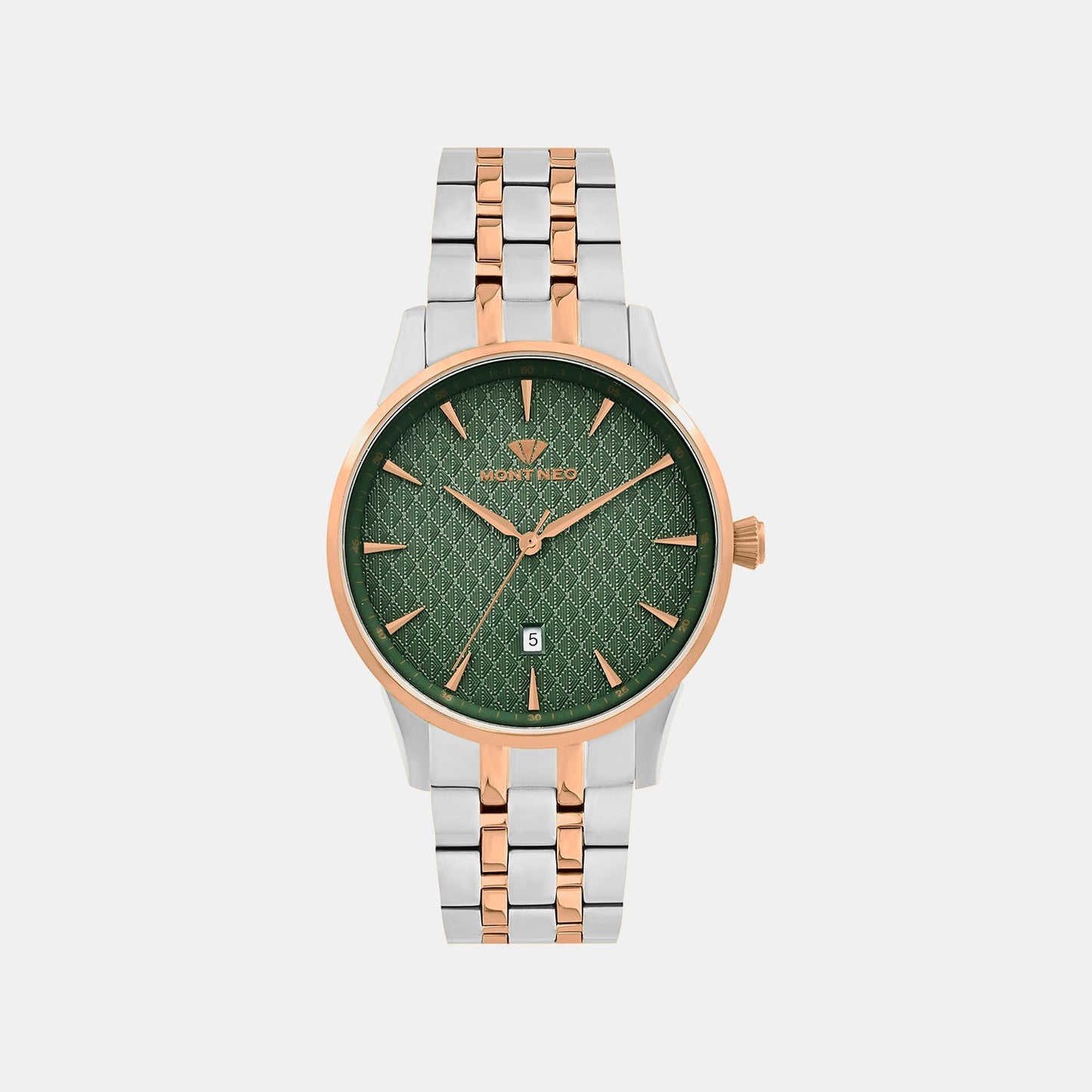 Men Quartz Green Dial Analog Metal Watch 8501E-M1314