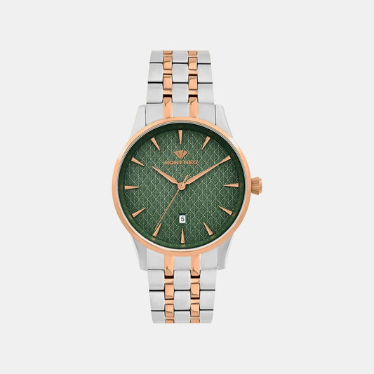 Men Quartz Green Dial Analog Metal Watch 8501E-M1314