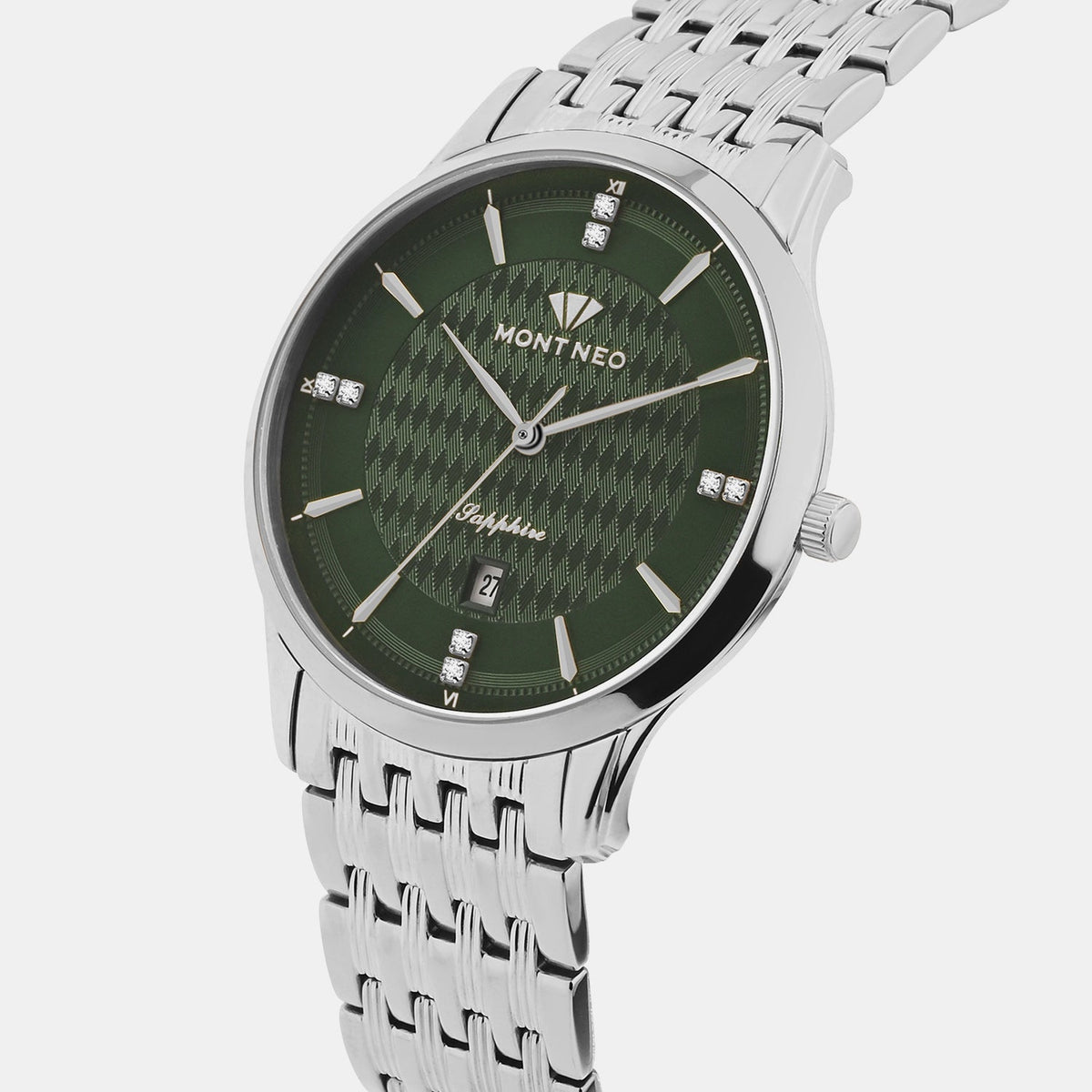 Men Quartz Silver Dial Analog Metal Watch 8502E-M1102