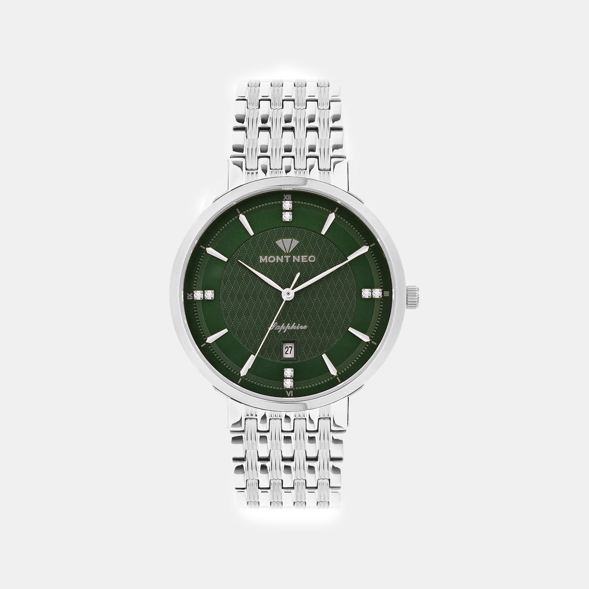 Men Quartz Silver Dial Analog Metal Watch 8502E-M1102