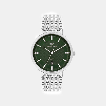 Men Quartz Silver Dial Analog Metal Watch 8502E-M1102