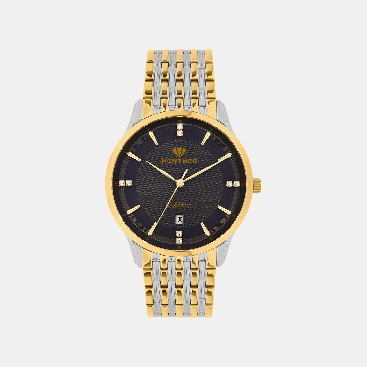 Men Quartz Black Dial Analog Metal Watch 8502E-M1205