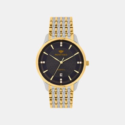 Men Quartz Black Dial Analog Metal Watch 8502E-M1205