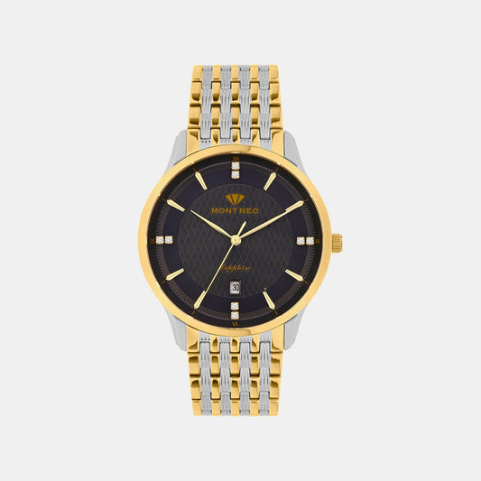Men Quartz Black Dial Analog Metal Watch 8502E-M1205