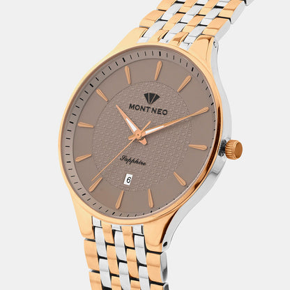 Men Quartz Brown Dial Analog Stainless Steel Watch 8503E-M1315