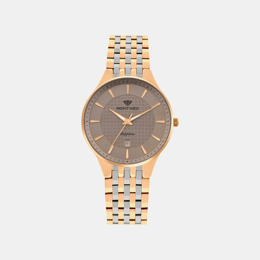 Men Quartz Brown Dial Analog Stainless Steel Watch 8503E-M1315