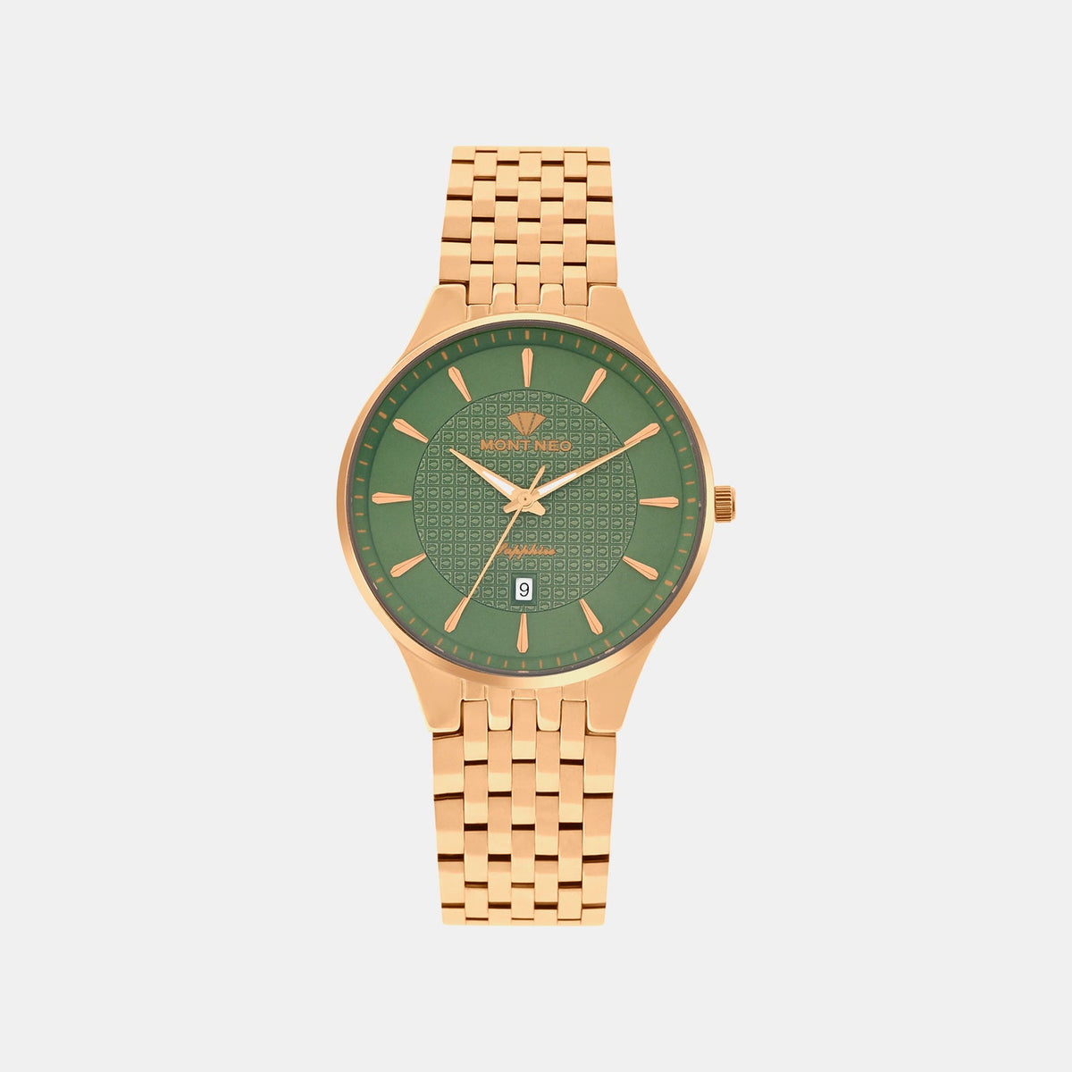 Men Quartz Green Dial Analog Metal Watch 8503E-M3314