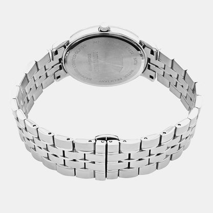 Men Quartz Silver Dial Analog Stainless Steel Watch 8504E-M1103