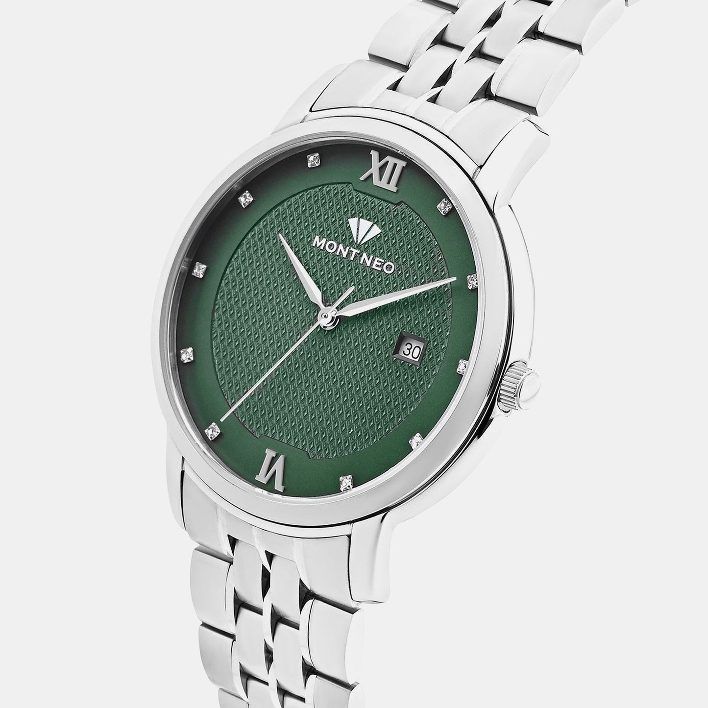 Men Quartz Green Dial Analog Metal Watch 8504E-M1114