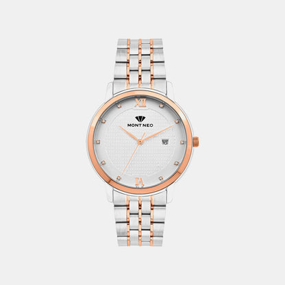 Men Quartz Silver Dial Analog Metal Watch 8504E-M1303