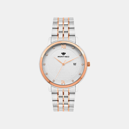 Men Quartz Silver Dial Analog Metal Watch 8504E-M1303