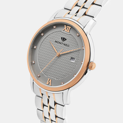 Men Quartz Grey Dial Analog Metal Watch 8504E-M1315