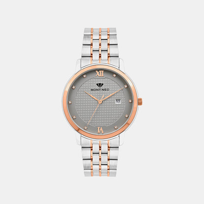 Men Quartz Grey Dial Analog Metal Watch 8504E-M1315