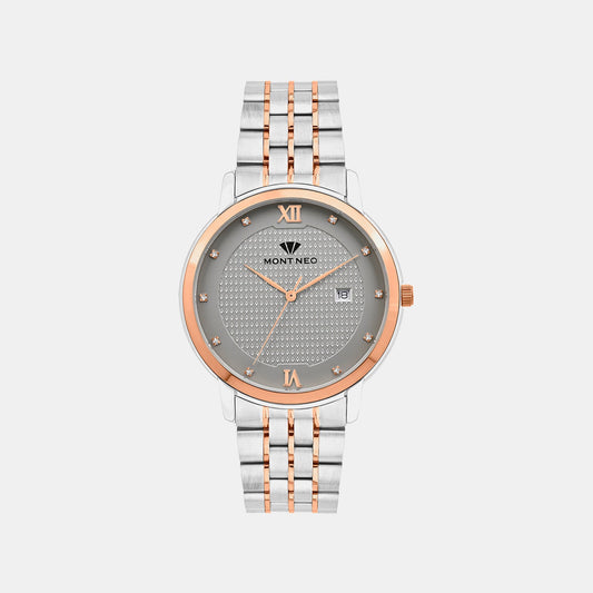 Men Quartz Grey Dial Analog Metal Watch 8504E-M1315