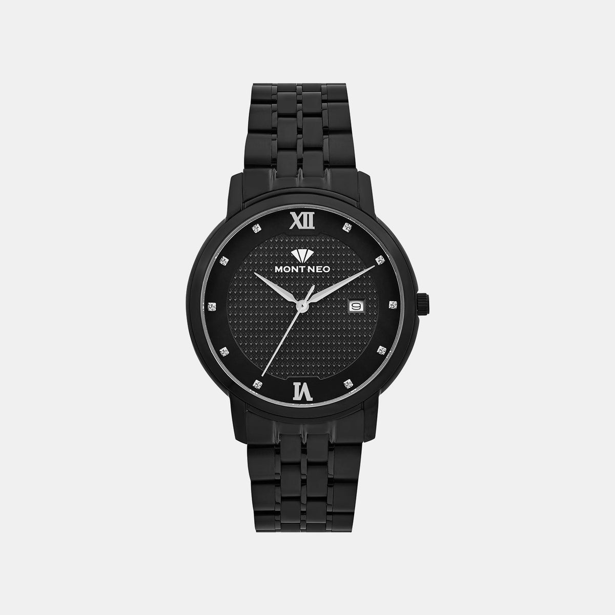 Men Quartz Black Dial Analog Metal Watch 8504E-M4404